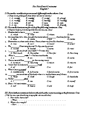 Đề kiểm tra 45 phút môn Tiếng Anh Khối 7